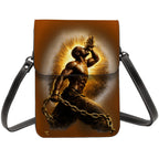 Leather Cell Phone Purse - Golden Neg Mawon Crossbody - InervoX