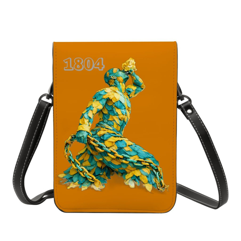Leather Cell Phone Purse With Shoulder- Green & Yellow Neg Mawon The calling - InervoX