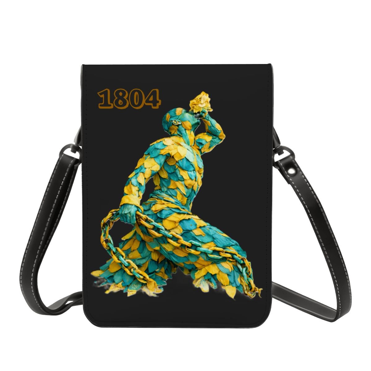 Leather Cell Phone Purse With Shoulder- Green & Yellow Neg Mawon The calling - InervoX