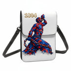 Leather Cell Phone Purse With Shoulder Strap -Blue & Red 1804 Neg Mawon The calling - InervoX