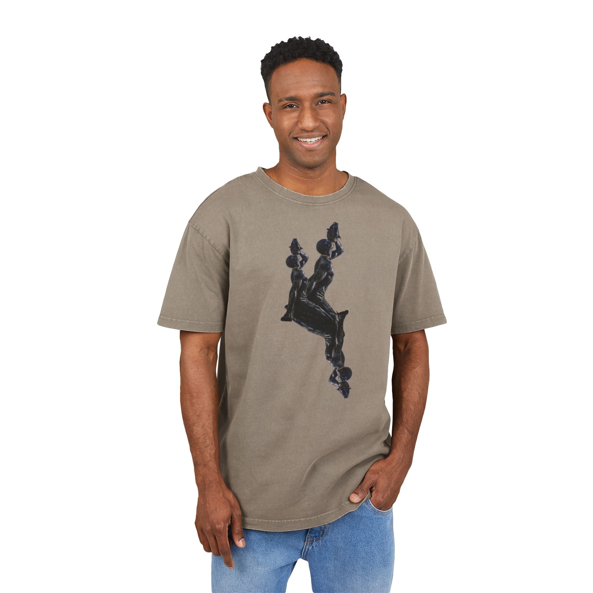 Mens urban t-shirt, acid washed tee, oversize graphic tee - InervoX