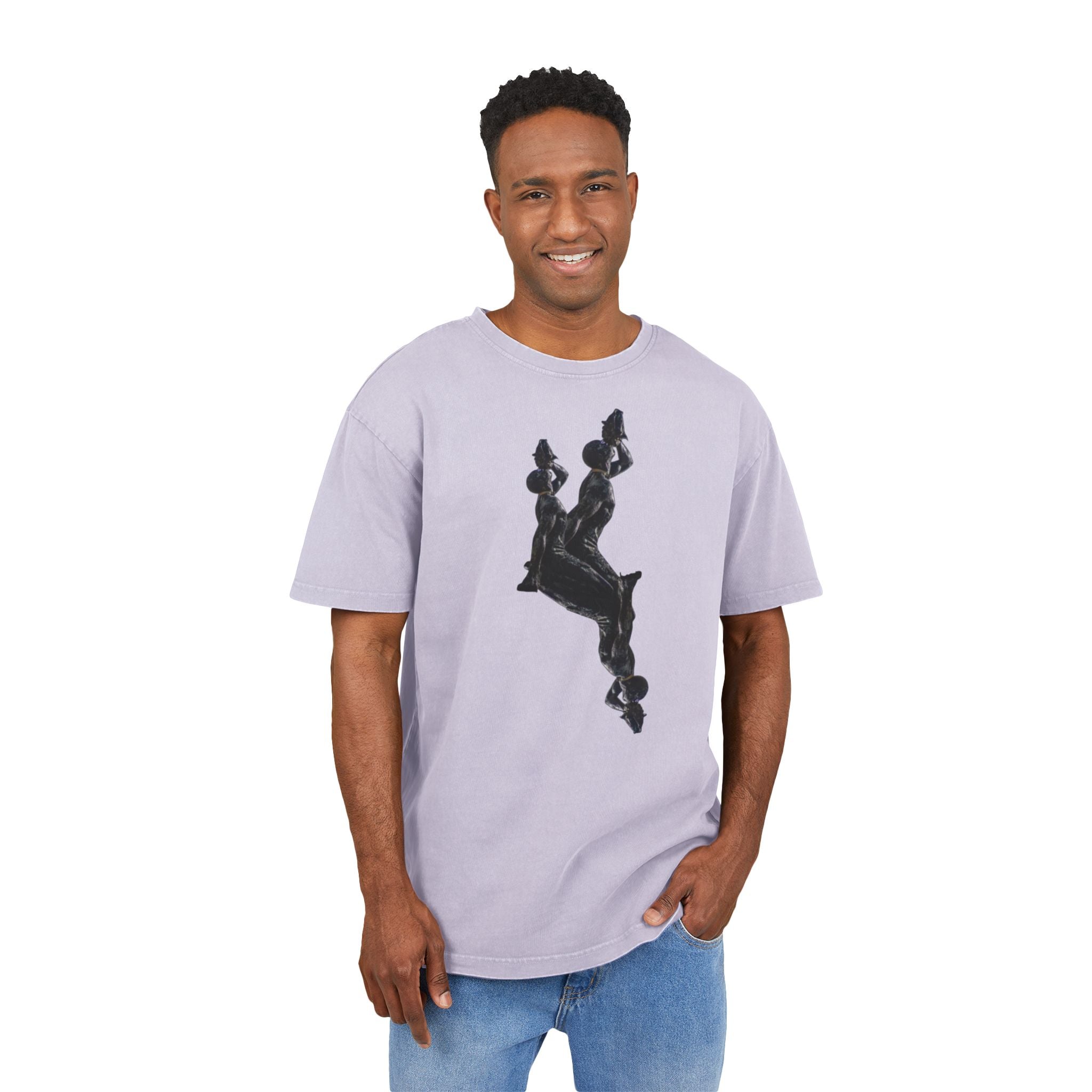 Men's Acid Washed Oversize Tee - Urban Style Graphic T-Shirt for Casual Wear- InervoX Edition 1 Neg Marron - InervoX