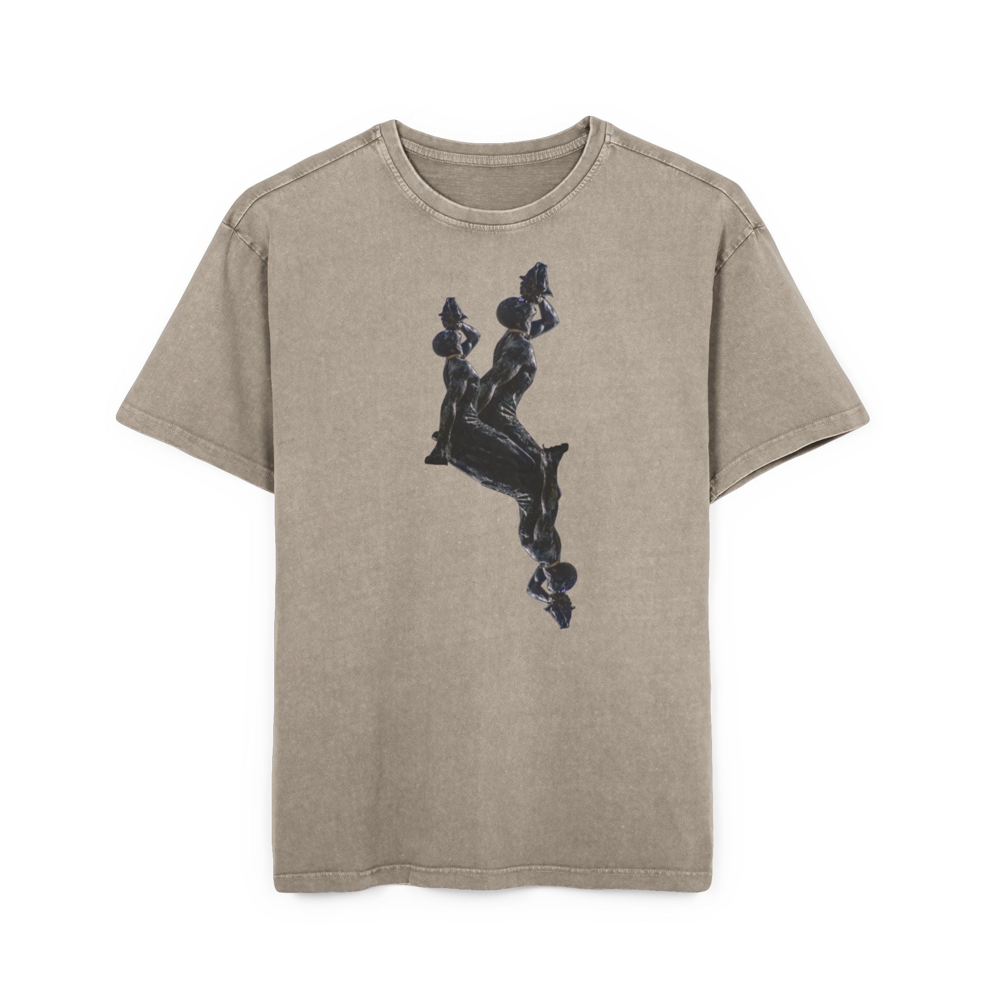 Men's Acid Washed Oversize Tee - Urban Style Graphic T-Shirt for Casual Wear- InervoX Edition 1 Neg Marron - InervoX