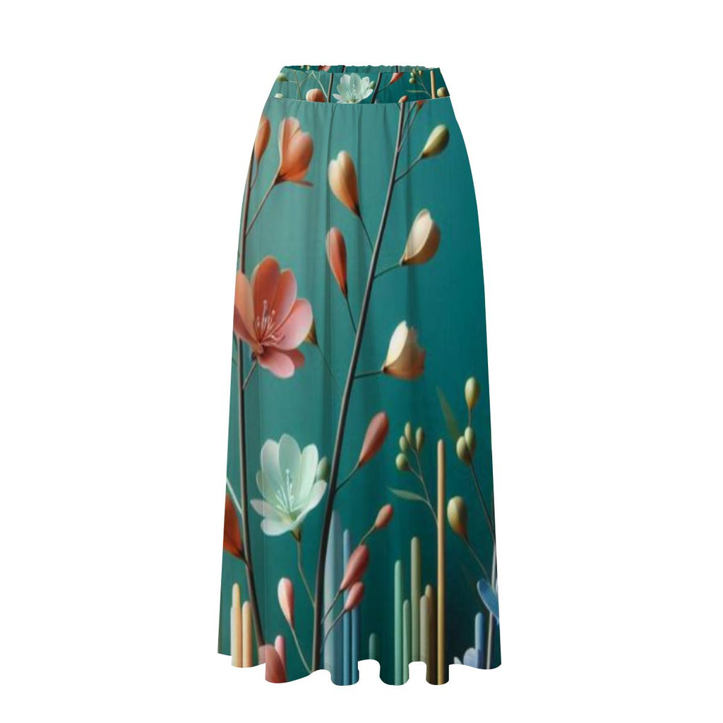 Midi Skirt with Pockets Flower design - InervoX