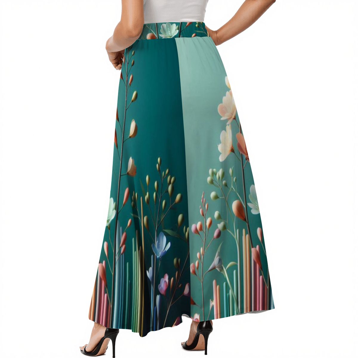 Midi Skirt with Pockets Flower design - InervoX