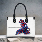 Neg Mawon Unchained White PU Tote Bag – Blue & Red Petals - InervoX
