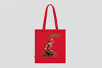 Organic Cotton Tote Bag Red - 1804 Abstract Red & Gold Rope Neg Mawon - InervoX