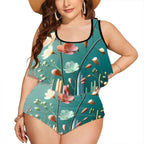 Plus Size Ruffle Two Piece Swimsuit Customized Services Flower design - InervoX