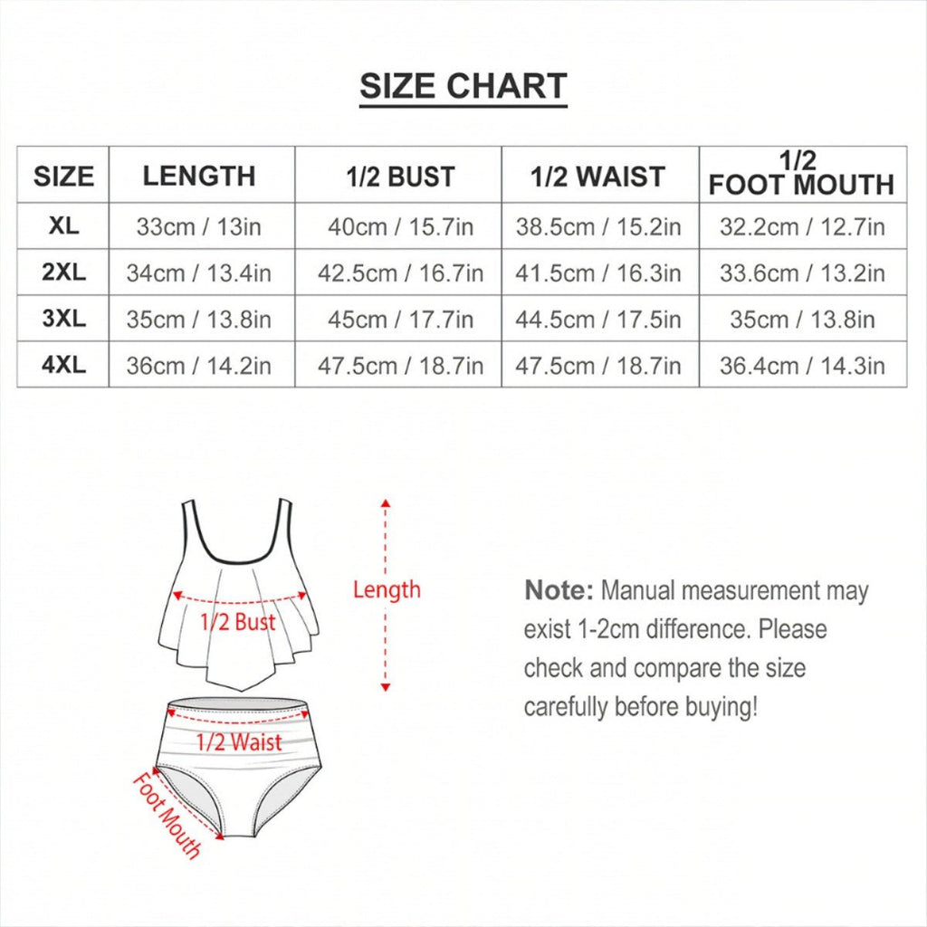 Plus Size Ruffle Two Piece Swimsuit Customized Services Flower design - InervoX