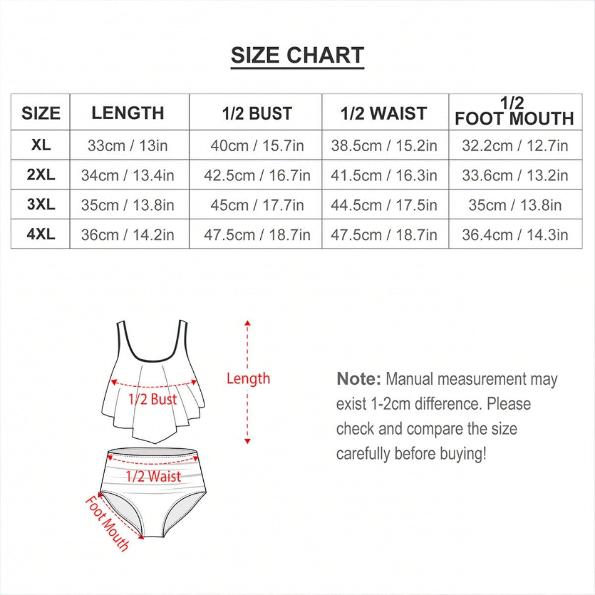 Plus Size Ruffle Two Piece Swimsuit Customized Services Flower design - InervoX