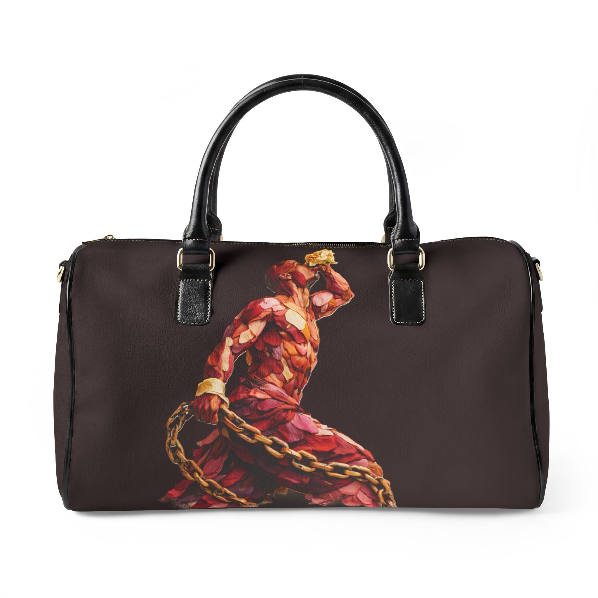 Premium Weekender Black Travel Bag- Neg Marron Design with Red and Gold Accents - InervoX