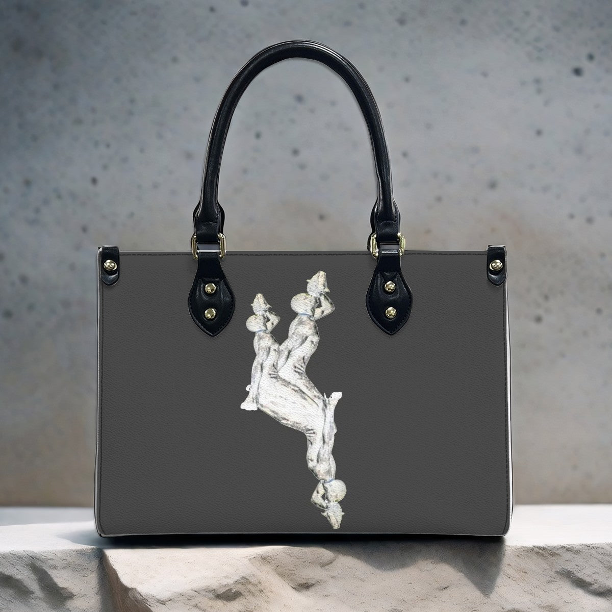 PU Tote Bag for Women Neg Marron Design V3 InervoX Logo - InervoX