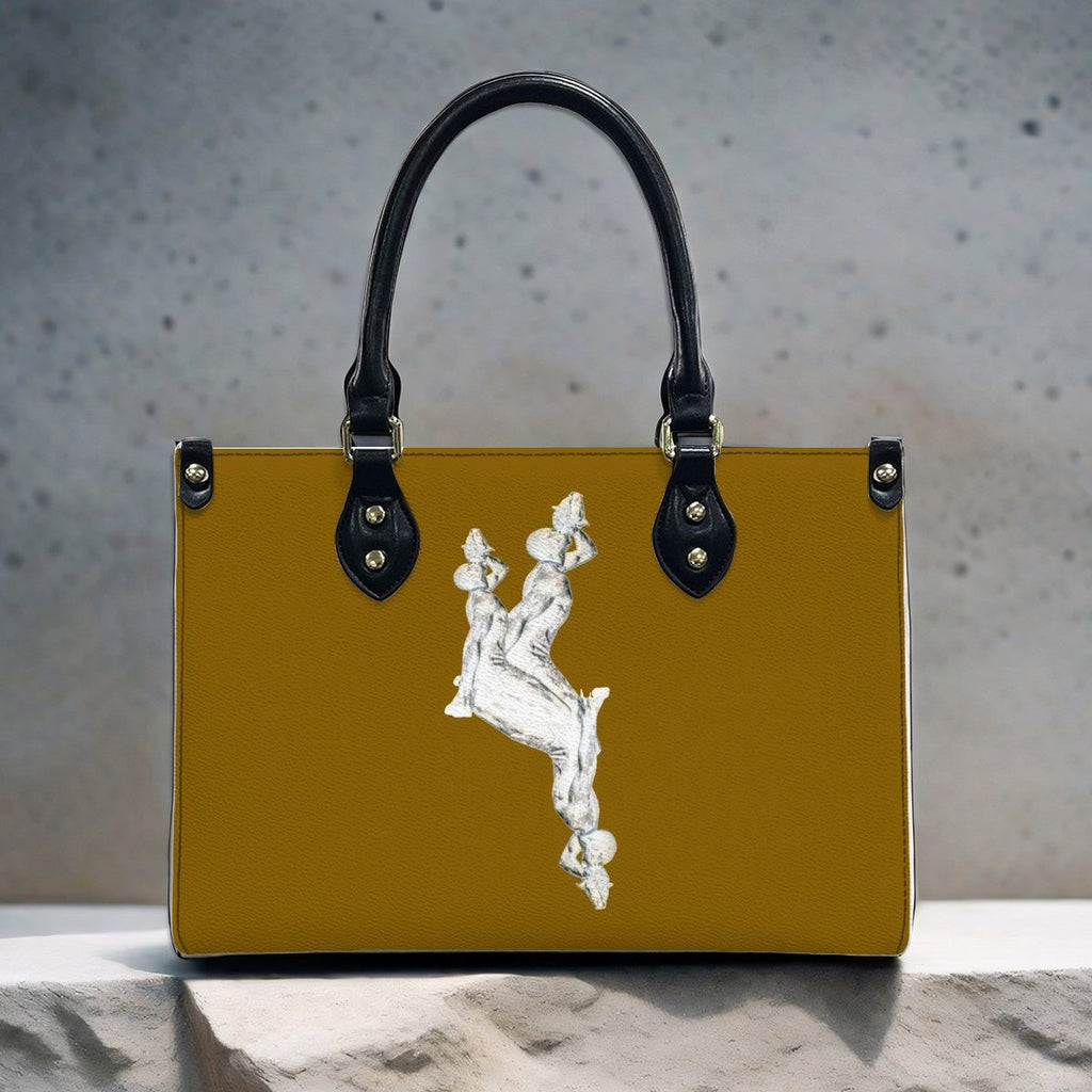 PU Tote Bag for Women with Artistic Neg Marron - InervoX