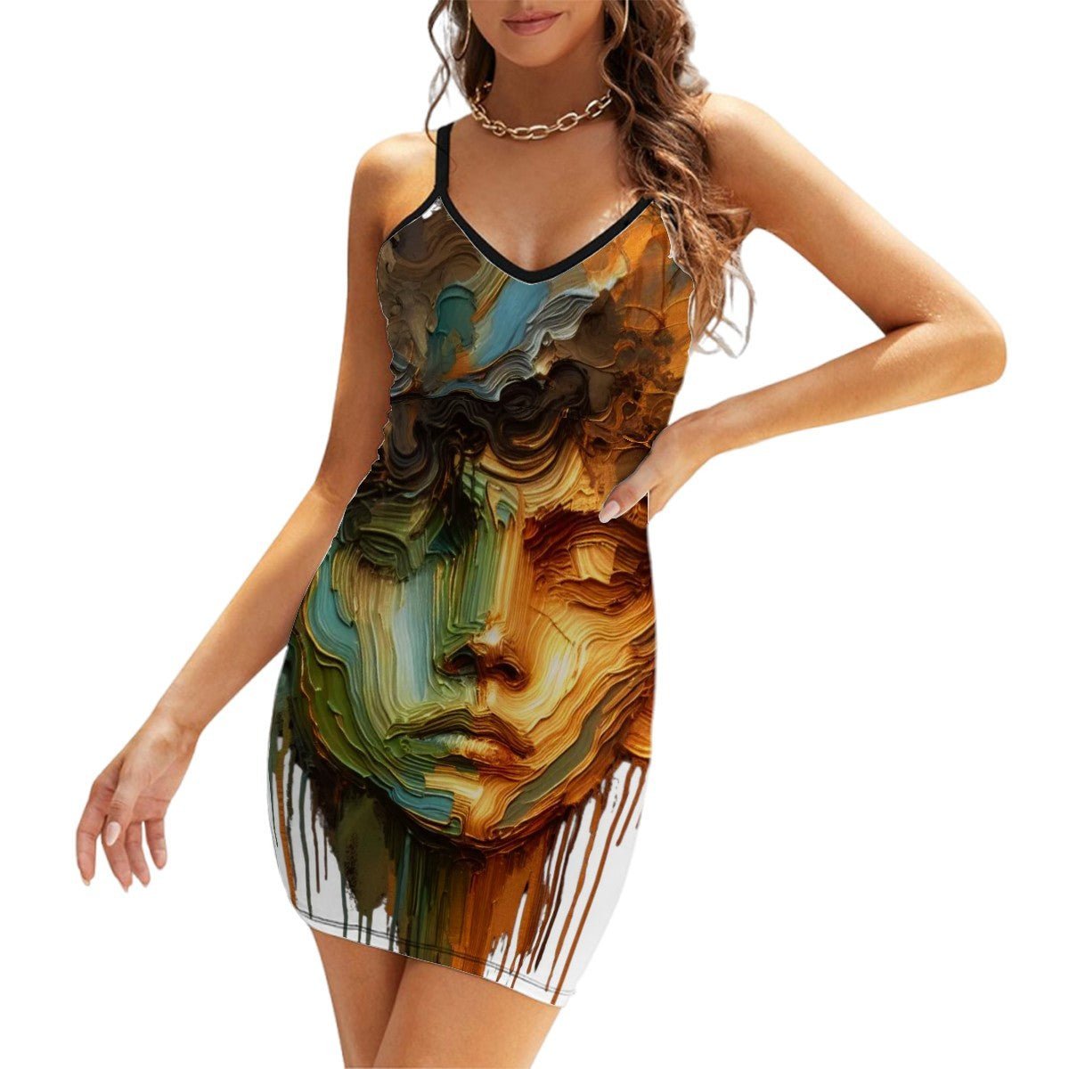 Short Spaghetti Strap Bodycon Dress V Collar Young boy vision - InervoX