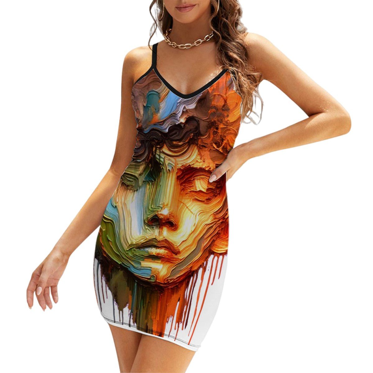 Short Spaghetti Strap Bodycon Dress V Collar Young boy vision - InervoX