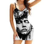Short Spaghetti Strap Bodycon Dress V Collar Young boy vision - InervoX