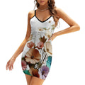 Short Spaghetti Strap Bodycon Dress VCollar Flower InervoX - InervoX