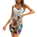 Short Spaghetti Strap Bodycon Dress VCollar Flower InervoX - InervoX