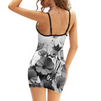 Short Spaghetti Strap Bodycon Dress VCollar Flower InervoX - InervoX