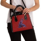 Spicy red Artistic Shoulder Handbag - Red & Blue Neg Marron Feather Design - InervoX