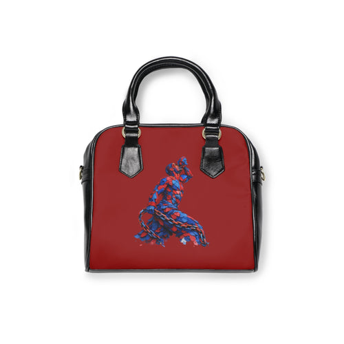 Spicy red Artistic Shoulder Handbag - Red & Blue Neg Marron Feather Design - InervoX