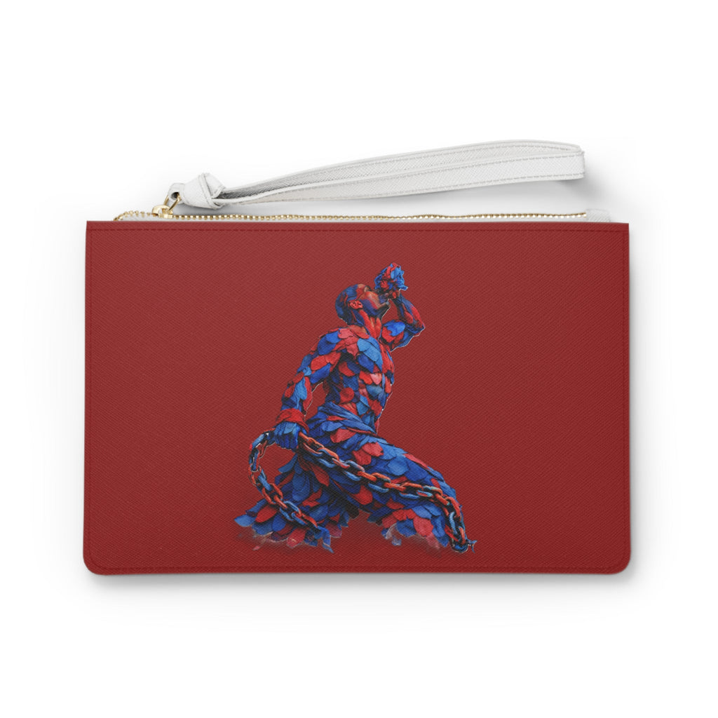 Spicy red Clutch Bag 'The Neg Mawon' Red & Blue Abstract - InervoX