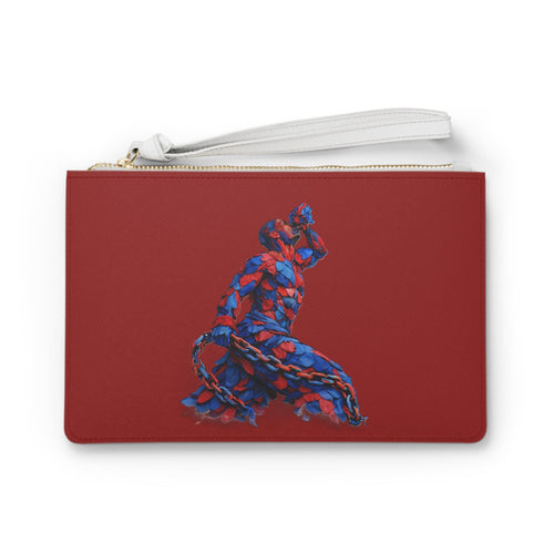Spicy red Clutch Bag 'The Neg Mawon' Red & Blue Abstract - InervoX