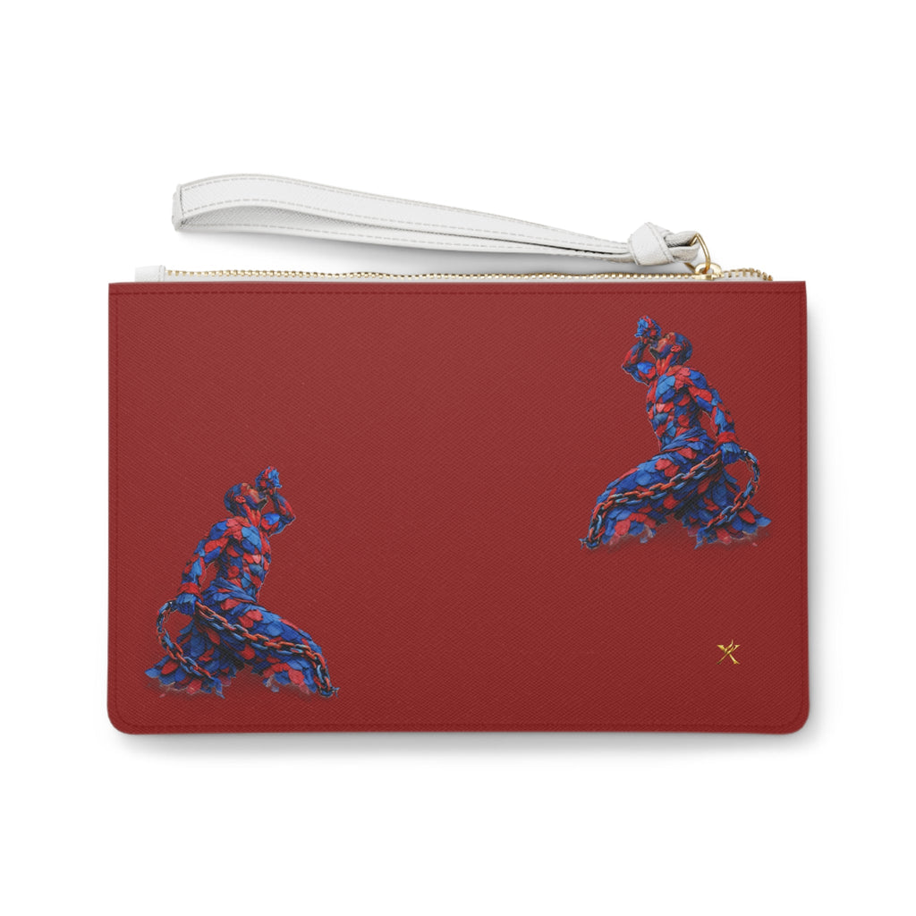 Spicy red Clutch Bag 'The Neg Mawon' Red & Blue Abstract - InervoX