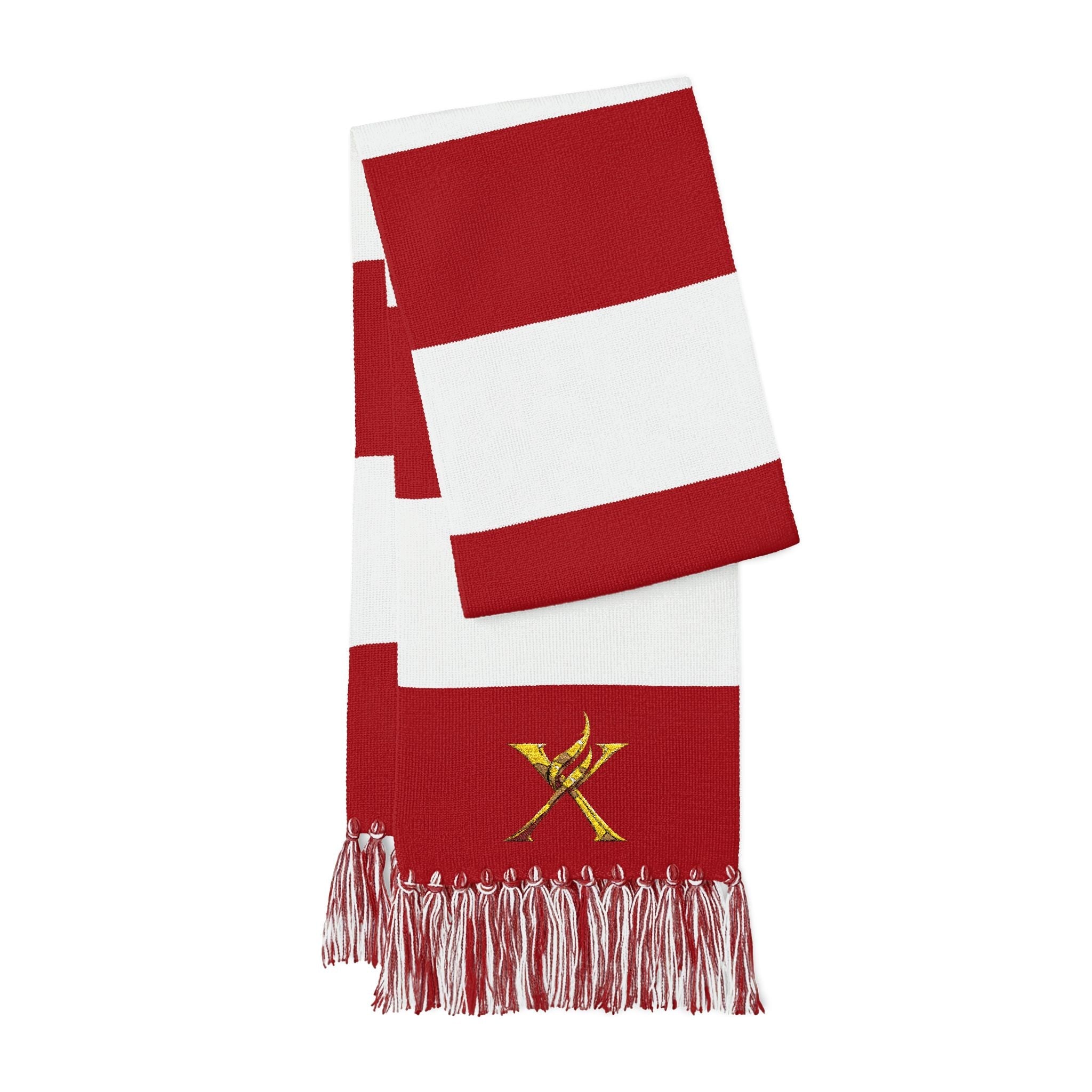 Striped Embroidered Spectator Scarf – Team Colors Fan Scarf with Gold Star Stitching - InervoX