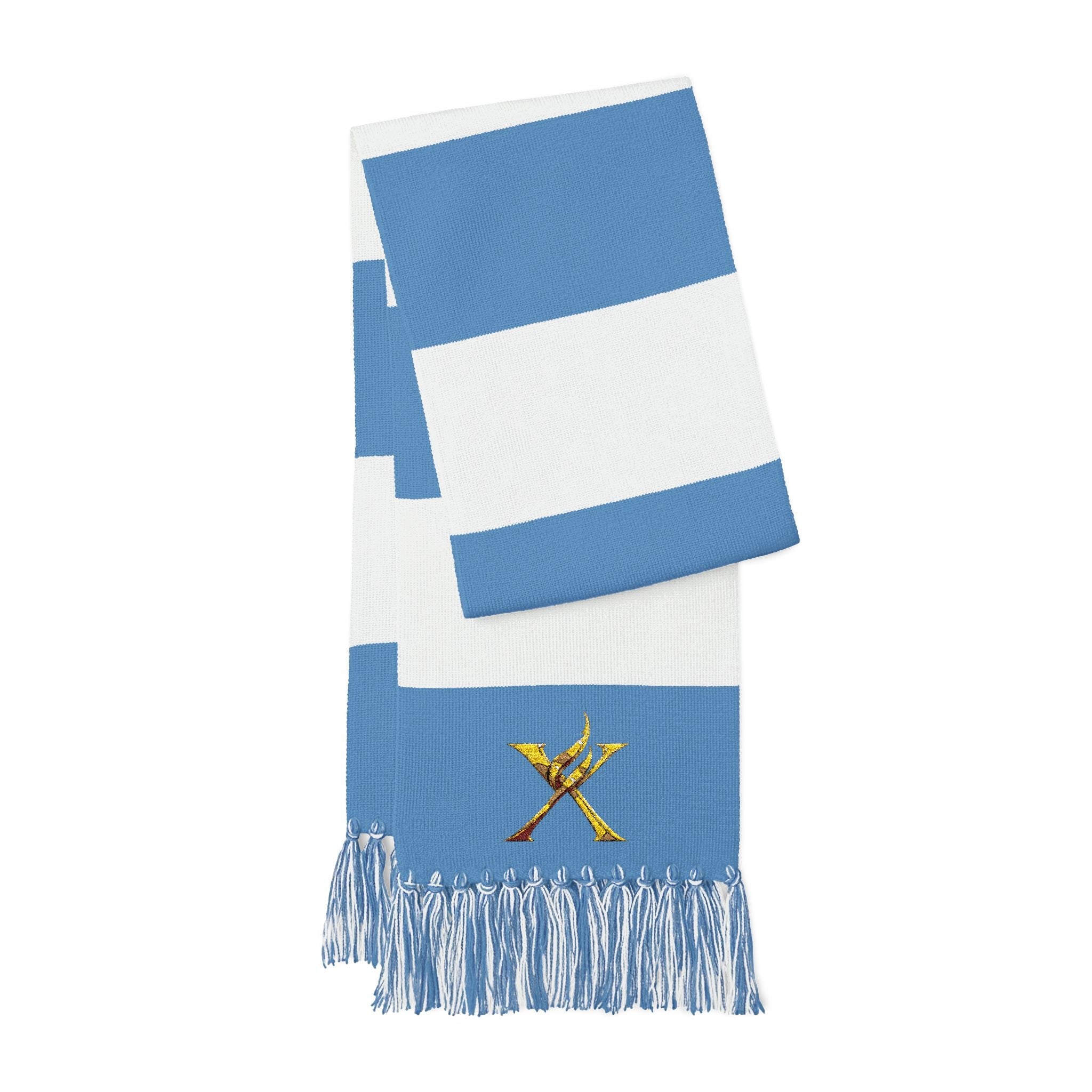 Striped Embroidered Spectator Scarf – Team Colors Fan Scarf with Gold Star Stitching - InervoX