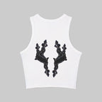 Stylish Women's Micro Rib Racer Tank Top with Artistic Design - InervoX Edition 1 Neg Marron - InervoX