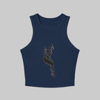 Stylish Women's Micro Rib Racer Tank Top with Artistic Design - InervoX Edition 1 Neg Marron - InervoX