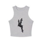 Stylish Women's Micro Rib Racer Tank Top with Artistic Design - InervoX Edition 1 Neg Marron - InervoX