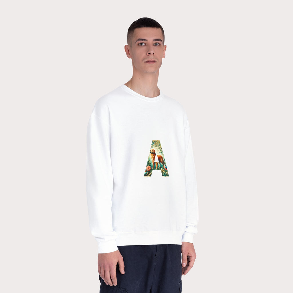 Unisex Crewneck Sweatshirt- Floral Animal Letter A Design - InervoX