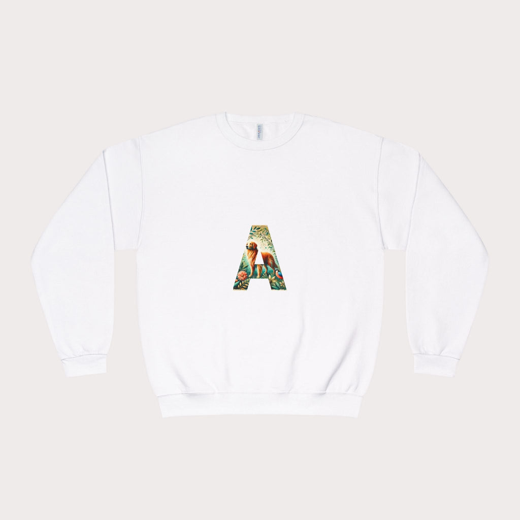 Unisex Crewneck Sweatshirt- Floral Animal Letter A Design - InervoX