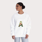 Unisex Crewneck Sweatshirt- Floral Animal Letter A Design - InervoX