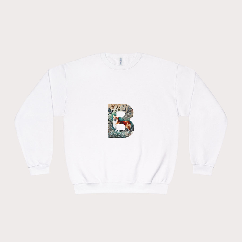 Unisex Crewneck Sweatshirt, Floral Animal Letter B Design - InervoX