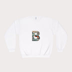 Unisex Crewneck Sweatshirt, Floral Animal Letter B Design - InervoX