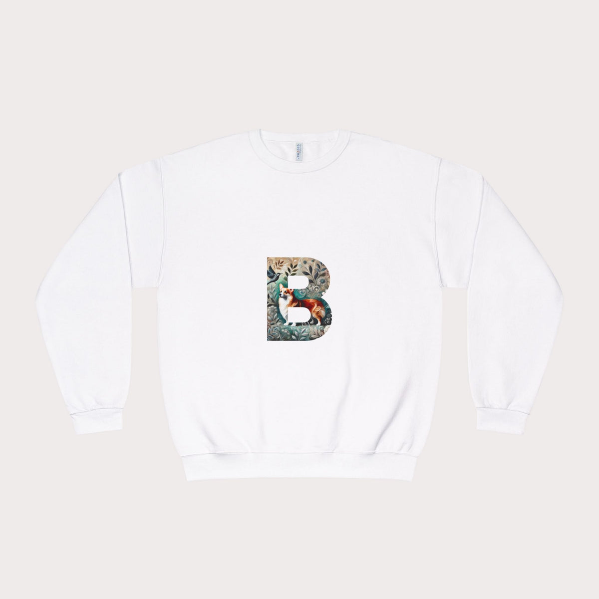 Unisex Crewneck Sweatshirt, Floral Animal Letter B Design - InervoX