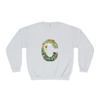 Unisex Crewneck Sweatshirt, Floral Animal Letter C Design - InervoX