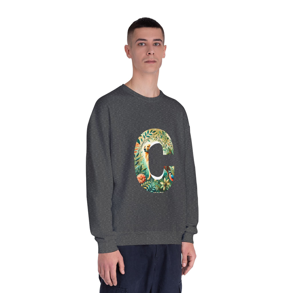 Unisex Crewneck Sweatshirt, Floral Animal Letter C Design - InervoX