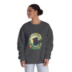 Unisex Crewneck Sweatshirt, Floral Animal Letter C Design - InervoX