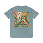 Unisex Faded Cotton T-Shirt, Floral Pets Design - InervoX