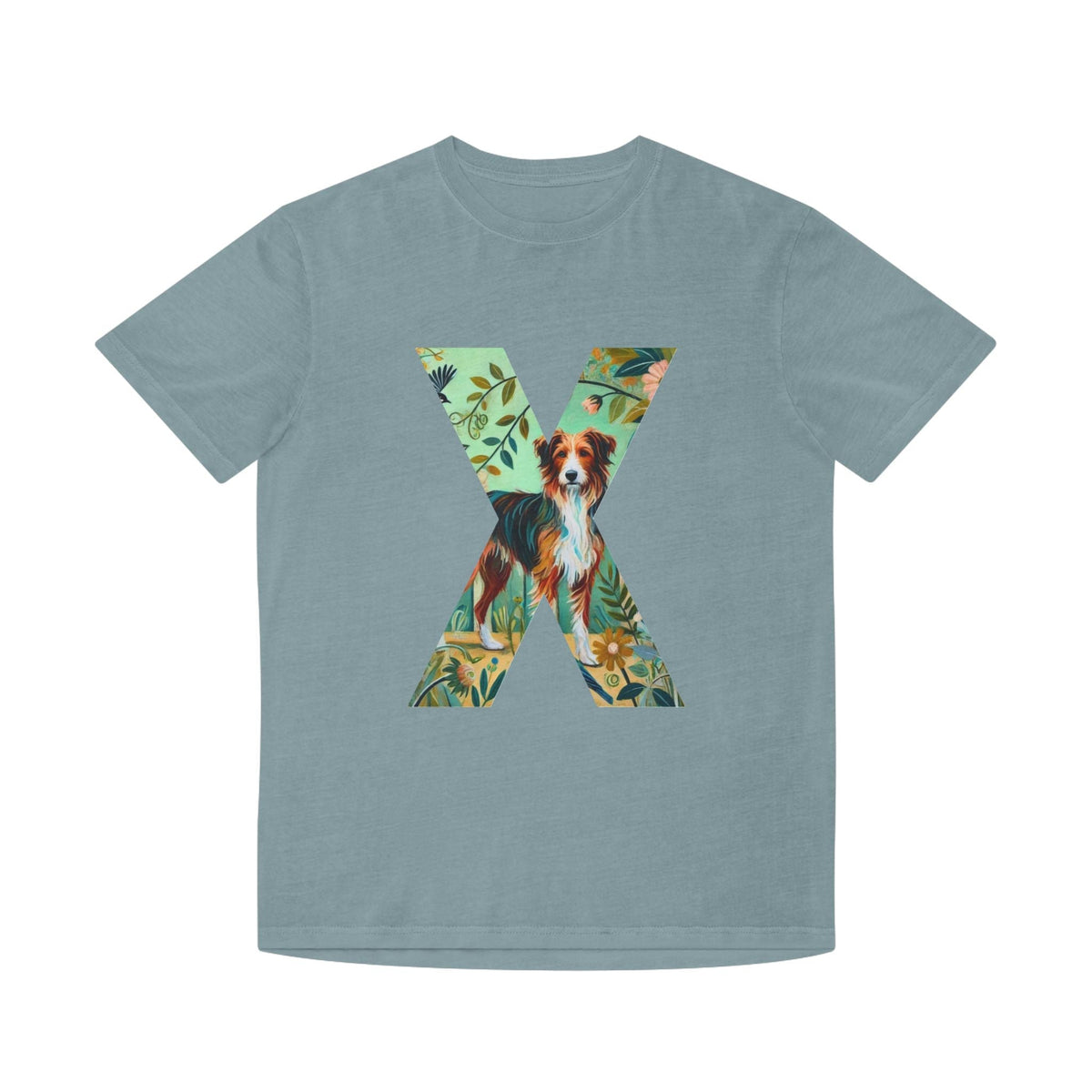 Unisex Faded Cotton T-Shirt, Floral Pets Design - InervoX