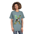 Unisex Faded Cotton T-Shirt, Floral Pets Design - InervoX