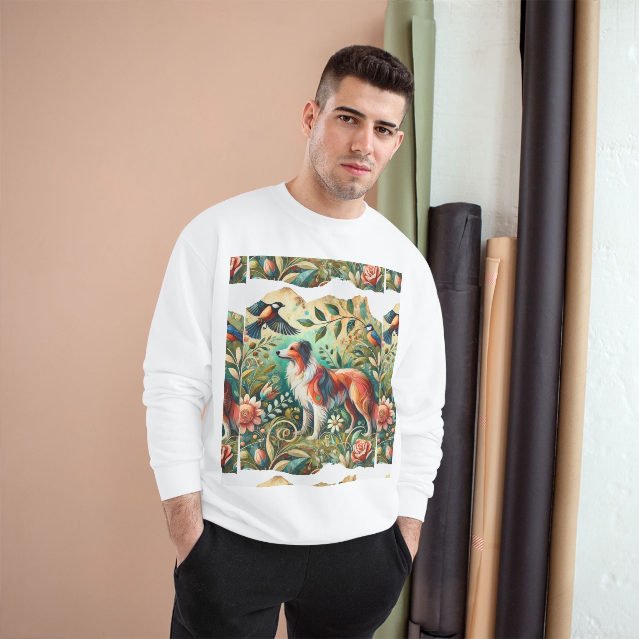 Vintage Nature Champion Sweatshirt - Floral & Animal Design - InervoX