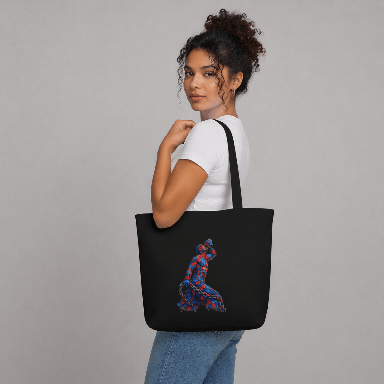 Women Black Shopping Bags (MultiSided) Design Neg Mawon walk - InervoX