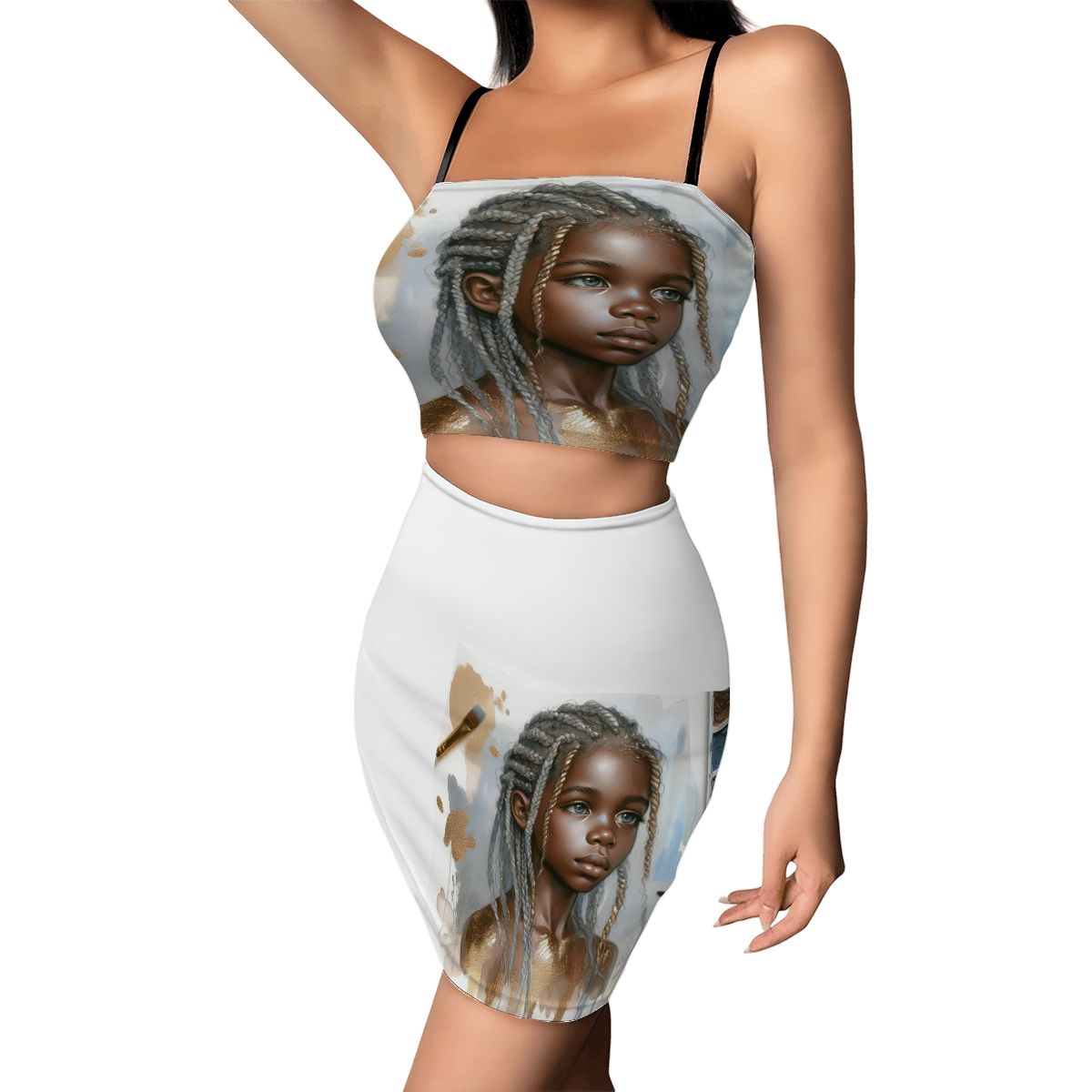 Women's Crop Tank Top Mini Skirts Sets Free spirit girl - InervoX