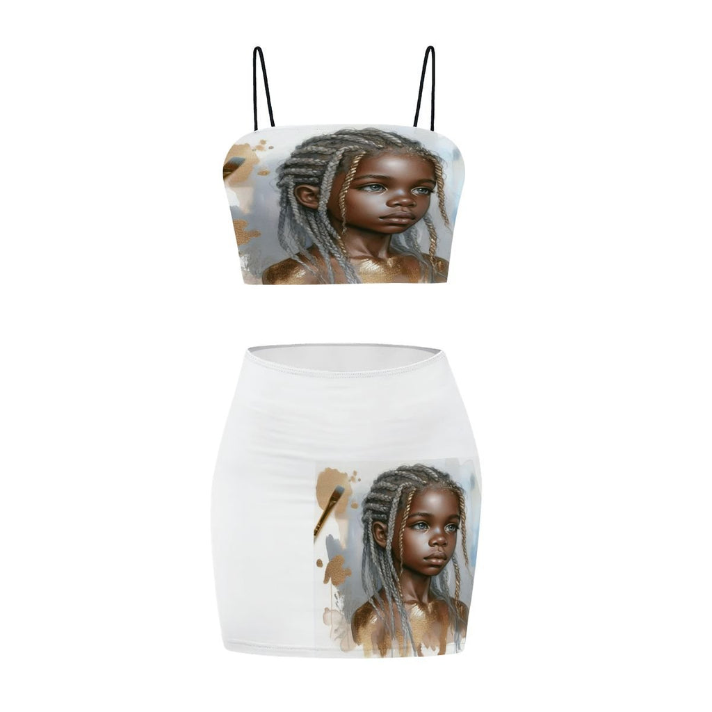 Women's Crop Tank Top Mini Skirts Sets Free spirit girl - InervoX