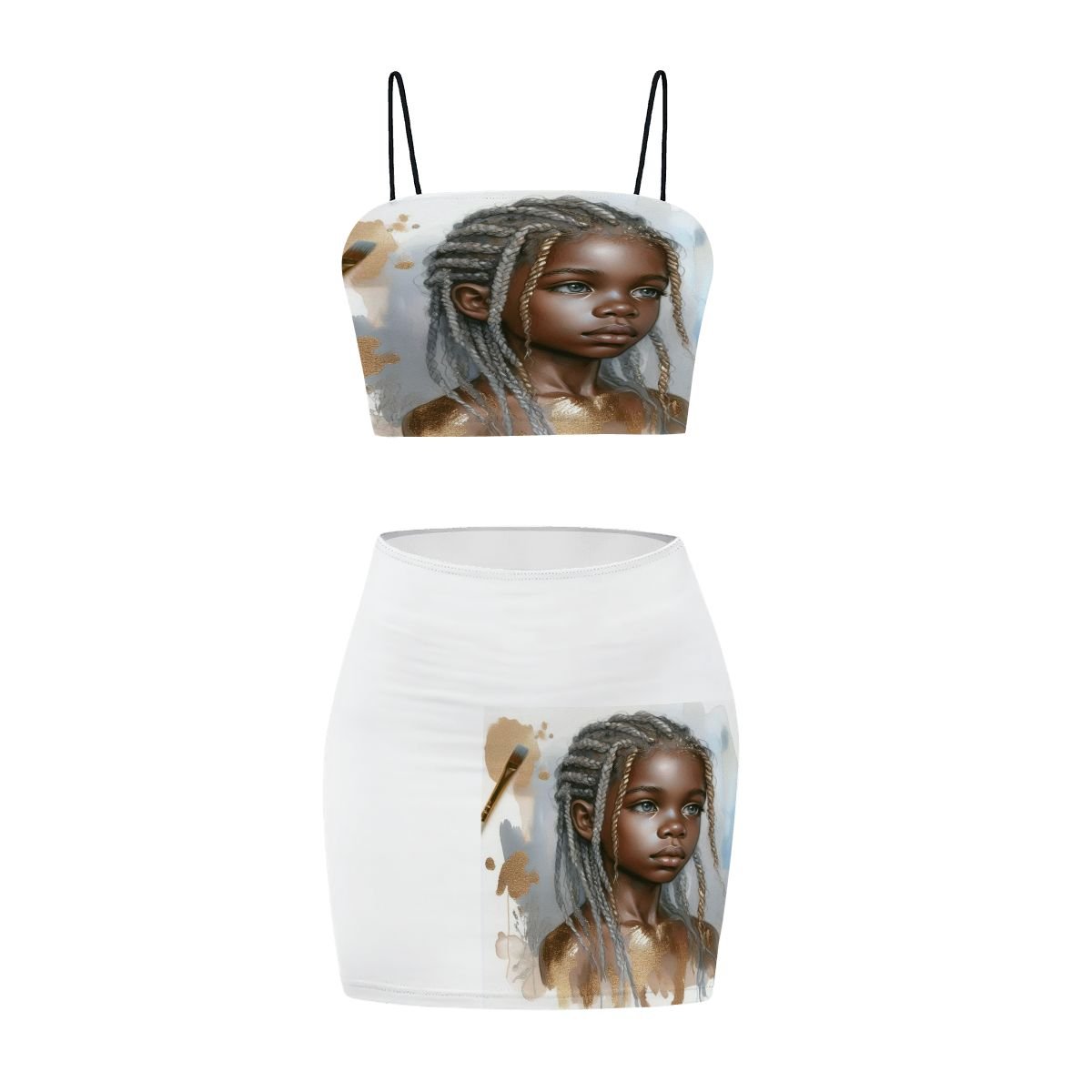 Women's Crop Tank Top Mini Skirts Sets Free spirit girl - InervoX